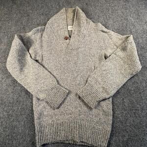 Northern Isles Men's Shawl Collar Sweater Gray Wool Knit #1451